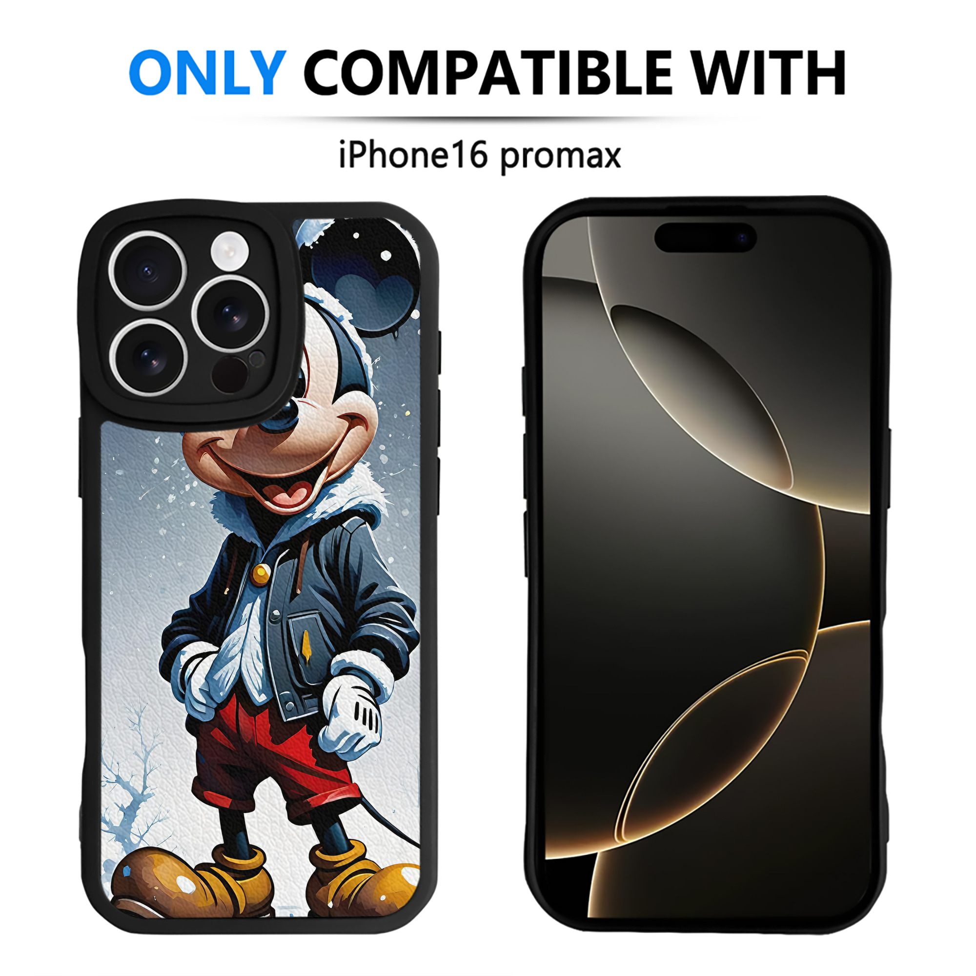 （画像用） ミッキーマウス Mickey Mouse 【iPhone 16シリーズ対応】シリコンスマホケース（レザー調） 材質：シリコン